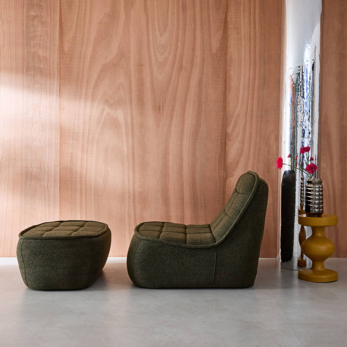 sweeek - Fauteuil bouclé stof 1 zitplaats + voetenbank