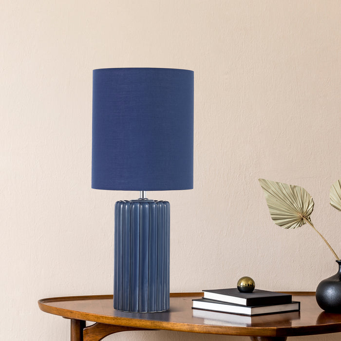 Searchlight Groove Tafellamp - Navy Blue