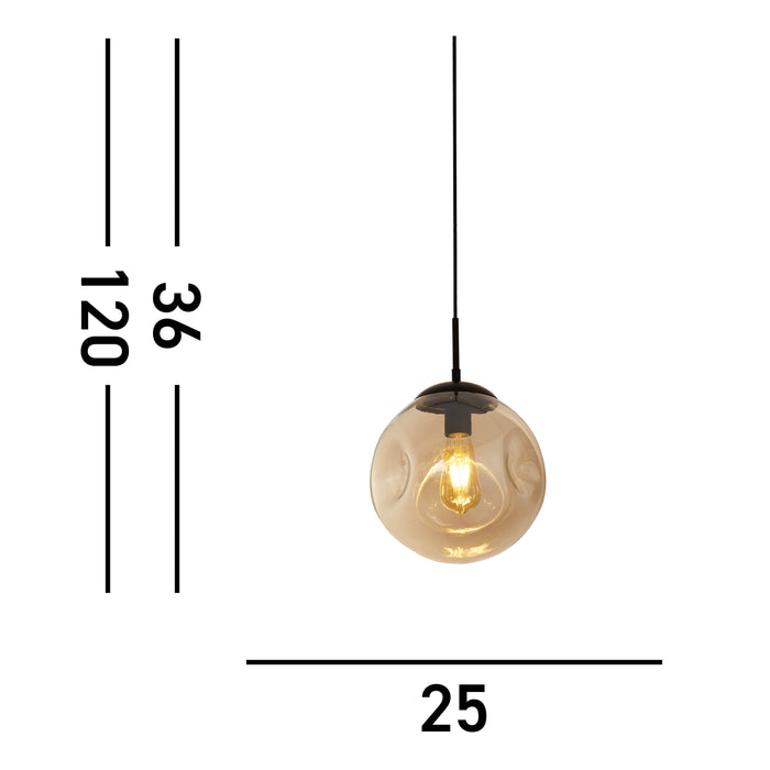 Searchlight Punch Hanglamp 1-lichts - Zwart / Champagne