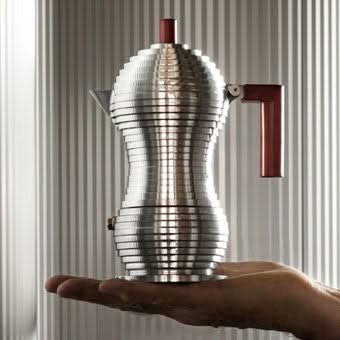 Alessi Percolator Pulcina - MDL02|3 R - Rood - 3 kops - door Michele De Lucchi