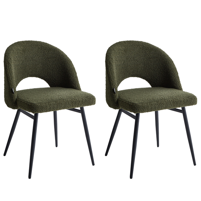 Beliani - ONAGA - Eetkamerstoel set van 2 - Donkergroen - Bouclé