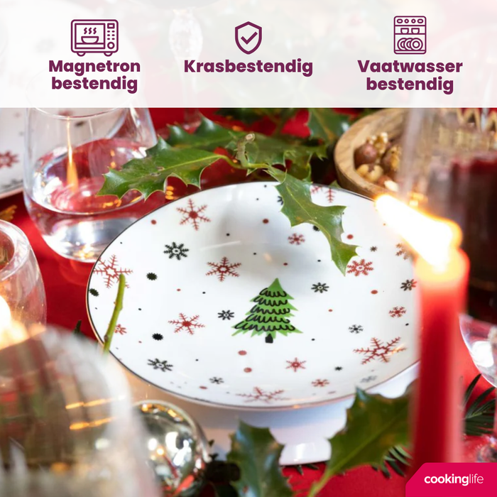 Cookinglife Kerstservies - Porselein - Rood 18-delig | 6 personen