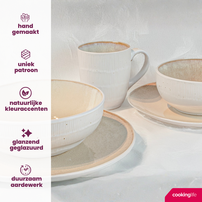 Cookinglife Dinerborden Nola Sand ø 27 cm - 6 Stuks