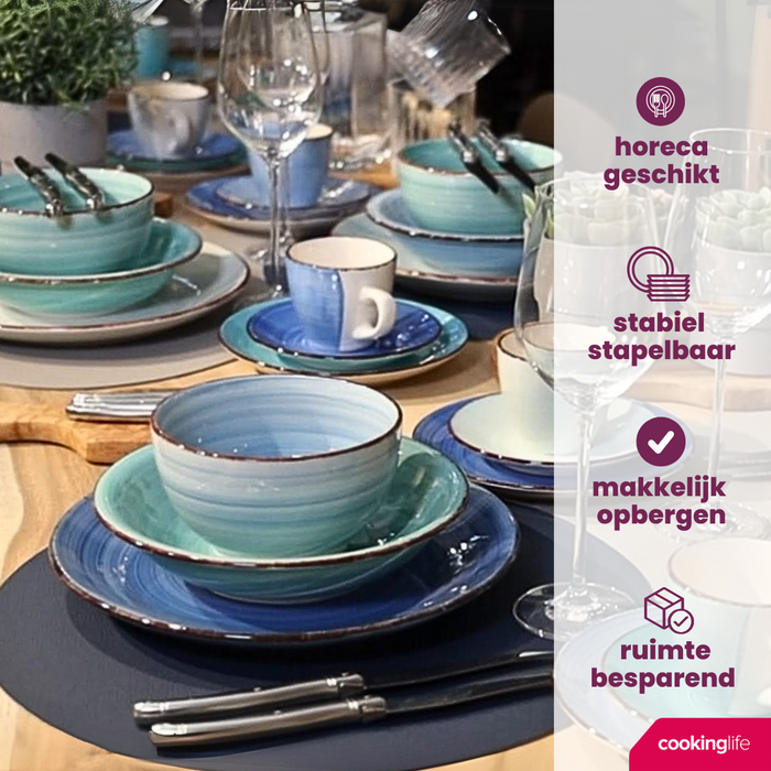Cookinglife Diepe Borden | Pastaborden Delice Blue ø 21 cm - 6 stuks