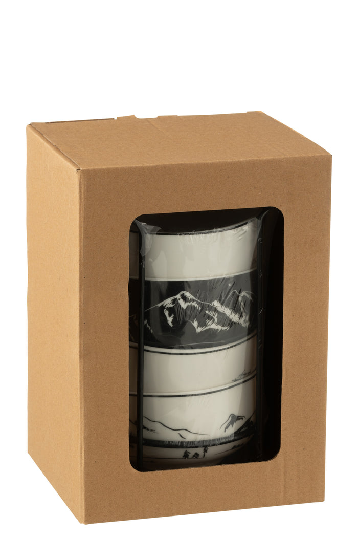 J-Line kom + sokkel - keramiek - zwart - doos van 4 stuks