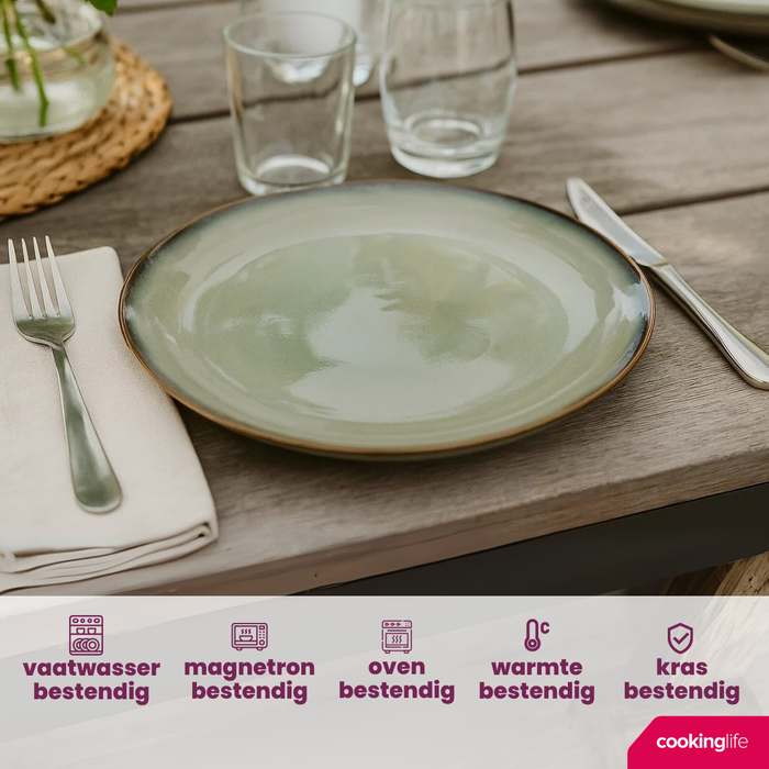 Cookinglife Ontbijtborden | Dessertborden Sabi Groen ø 21 cm - 6 Stuks