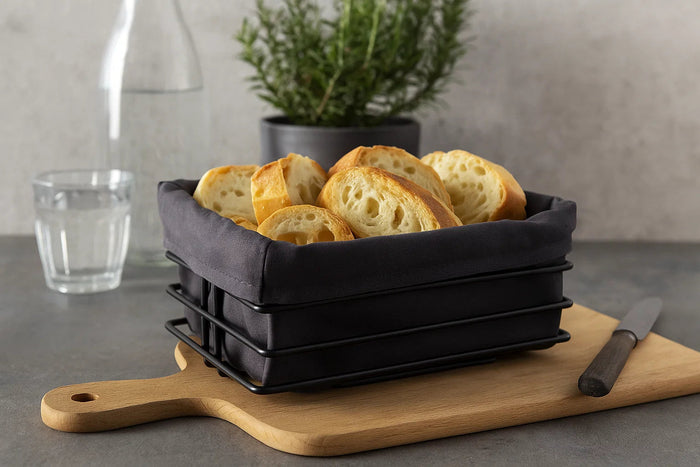 Cookinglife Broodmandje Zwart Metaal 23 x 22 x 12 cm