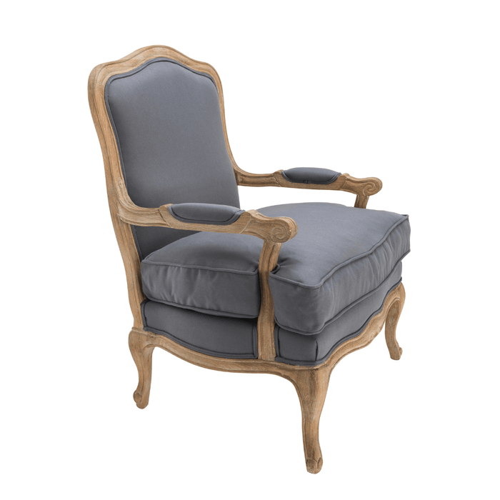 Calicosy - Fauteuil van massief eikenhout LOUIS XV - H97 - Antraciet