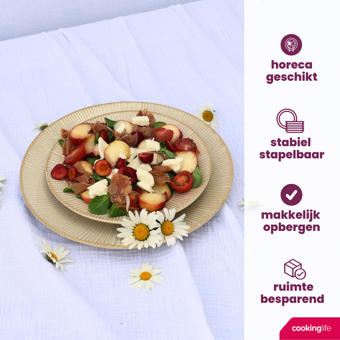 Cookinglife Dinerborden Coastal Lines Ocean Beige ø 27 cm - 6 Stuks