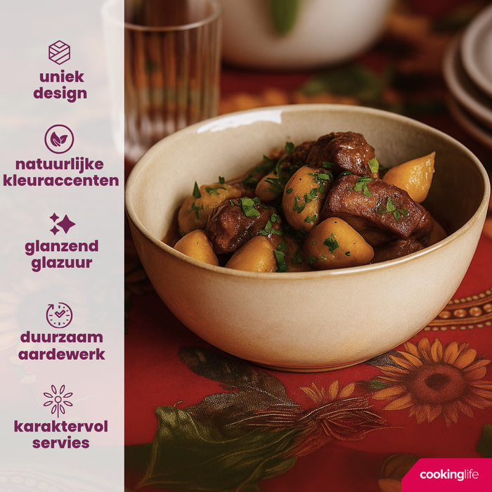 Cookinglife Ontbijtborden | Dessertborden Sabi Beige ø 21 cm - 6 Stuks