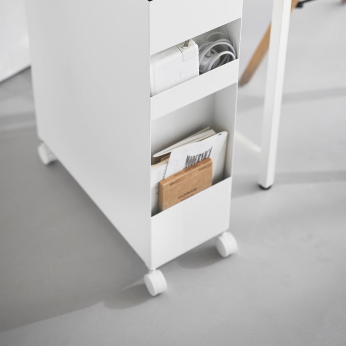 Yamazaki Tower Opbergmanden op wielen 3-laags - Wit