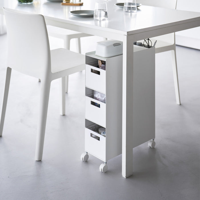 Yamazaki Tower Opbergmanden op wielen 3-laags - Wit