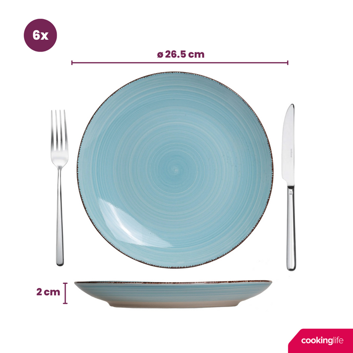 Cookinglife Serviesset Delice Blauw 18-delig | 6 personen