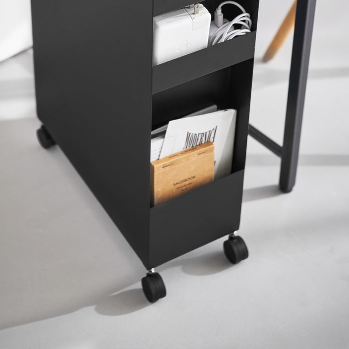 Yamazaki Tower Opbergmanden op wielen 3-laags - Zwart