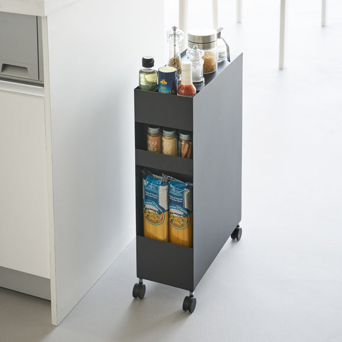 Yamazaki Tower Opbergmanden op wielen 3-laags - Zwart