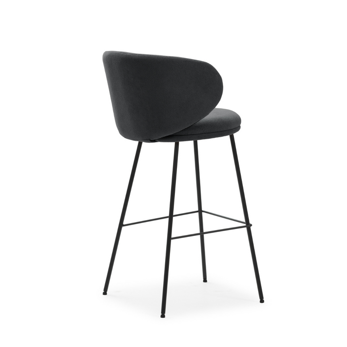 Calicosy - Set van 2 krukken in stof met zwarte RUSH - H65 cm