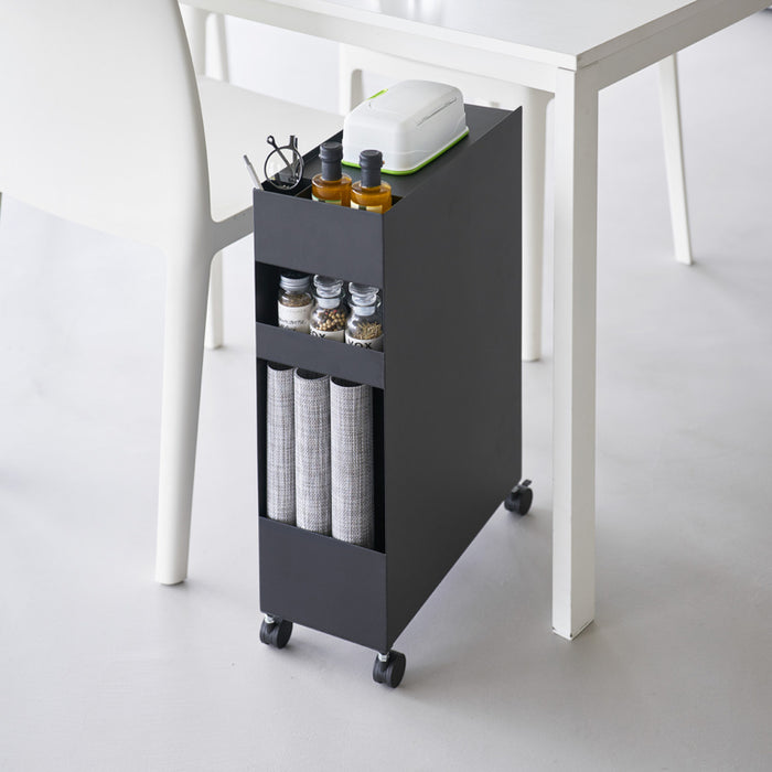 Yamazaki Tower Opbergmanden op wielen 3-laags - Zwart