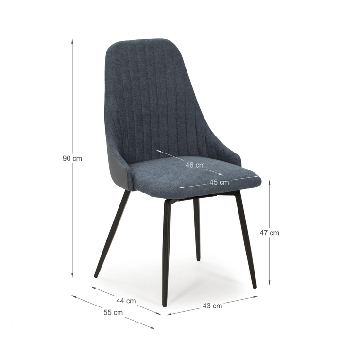 Calicosy - Set van 2 draaibare stoelen ELMA - H47 cm - Blauw