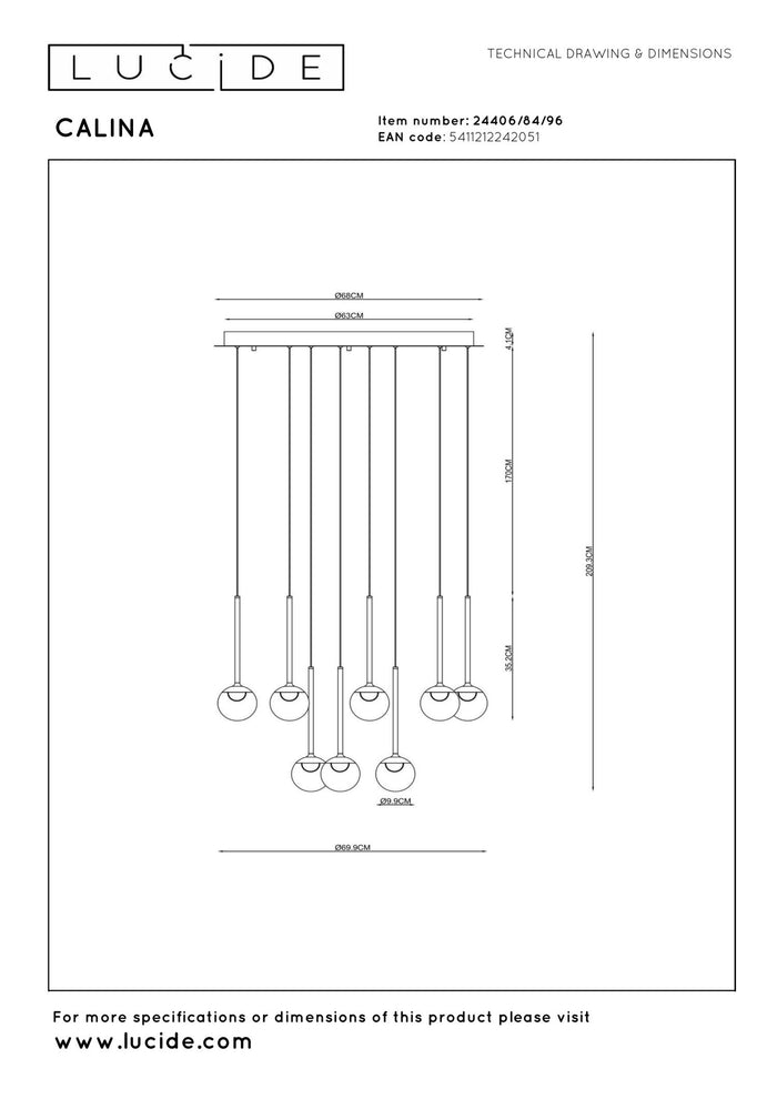 Lucide Premium CALINA Hanglamp - Koffie