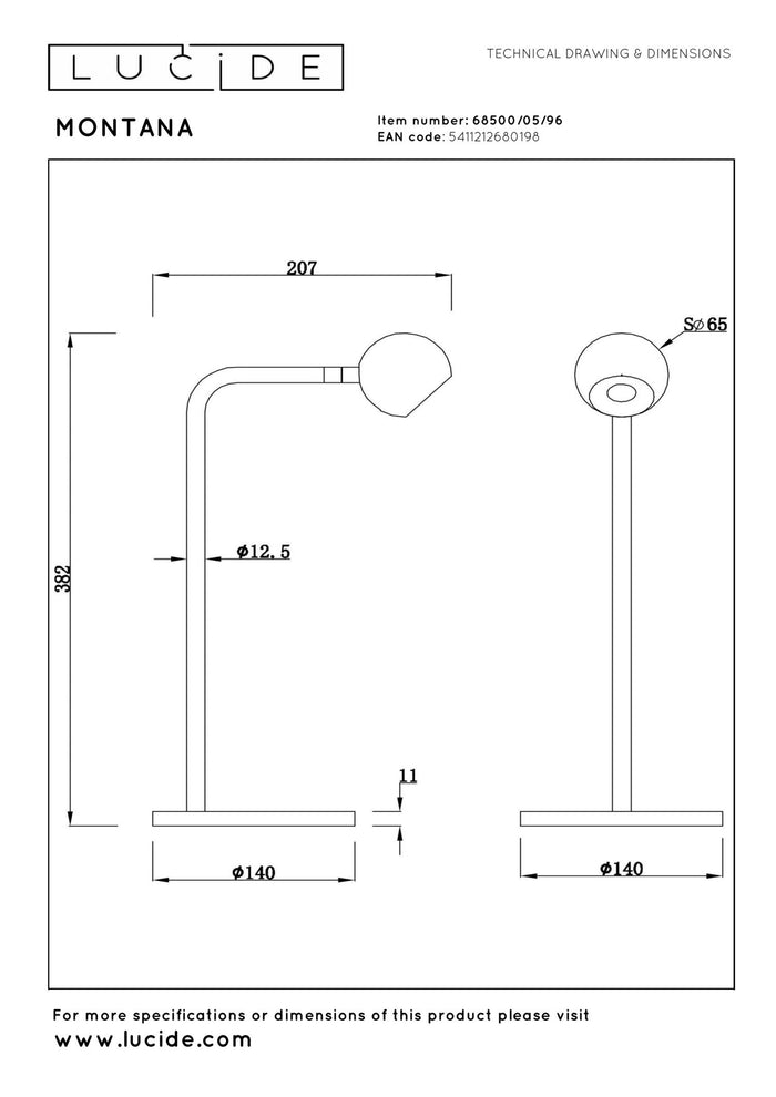 Lucide Premium MONTANA Tafellamp - Koffie