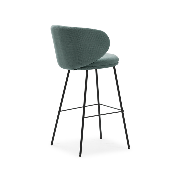 Calicosy - Set van 2 krukken in stof met zwarte RUSH - H65 cm