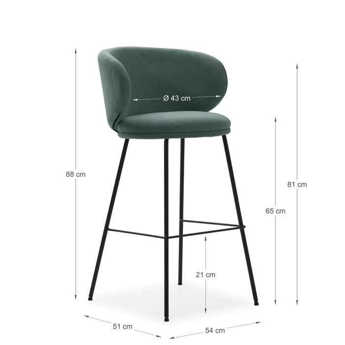 Calicosy - Set van 2 krukken in stof met zwarte RUSH - H65 cm
