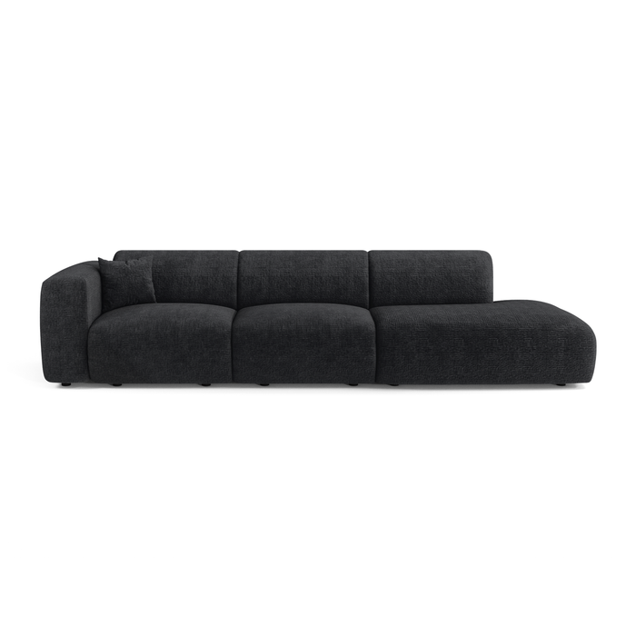 Sofa links 5-zits fluweelmotief donker antraciet 310cm