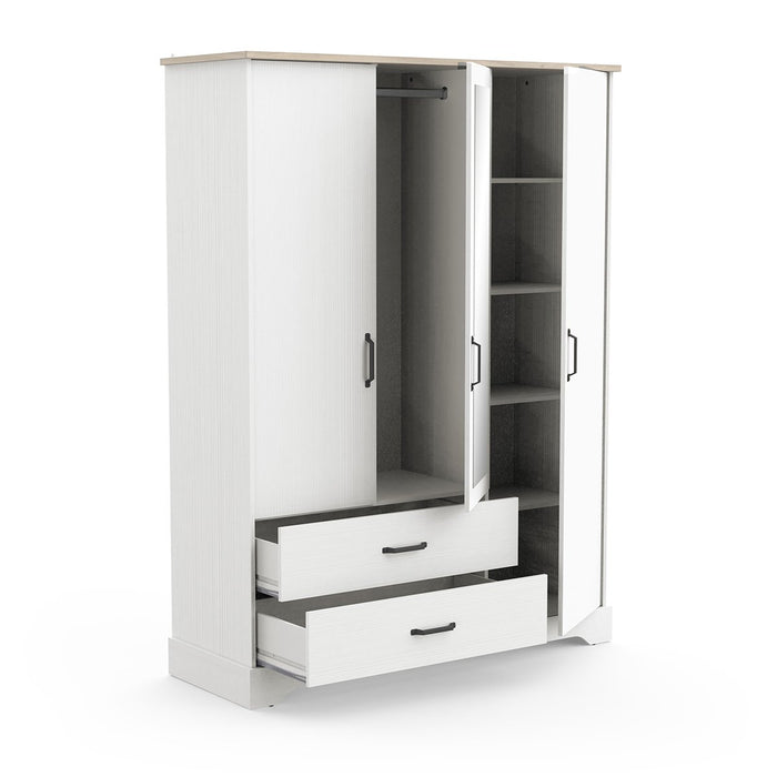 Calicosy - Kast met 3 deuren, 1 spiegel en 2 laden Cottage - H199,6 cm