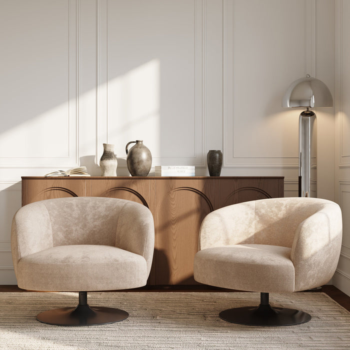 Donkerbeige chenille fluwelen draaifauteuil