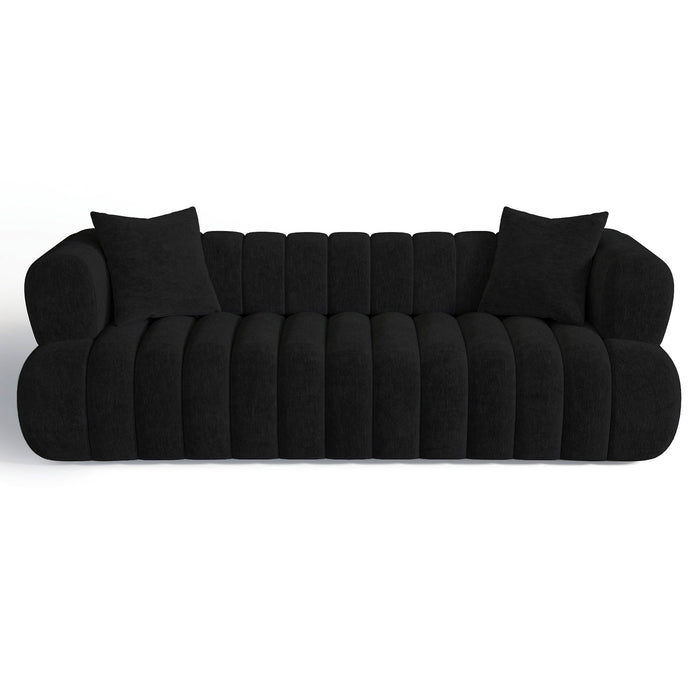 3-zits bank zwart fluweel 225cm