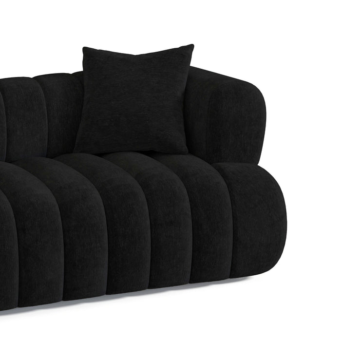 3-zits bank zwart fluweel 225cm