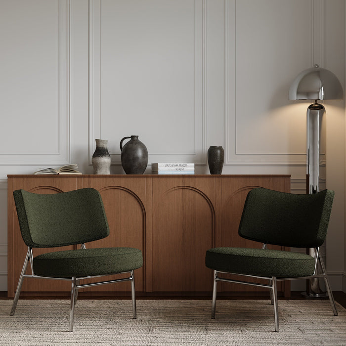 Lounge fauteuil in kaki badstof