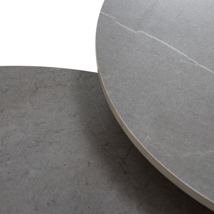 Calicosy - Set van 2 ronde salontafels in grijs - LOUNA - H40 cm