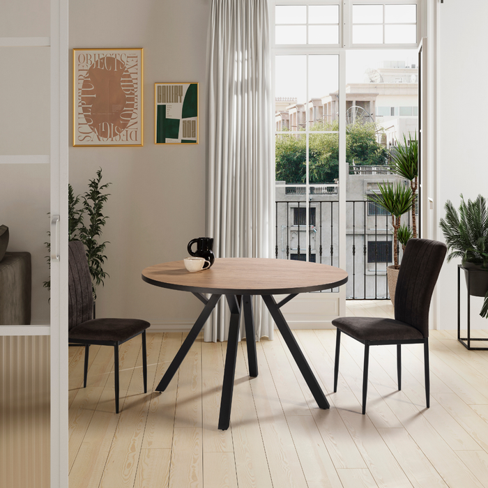 Calicosy - Ronde tafel met zwarte metalen poten BENI - H77 cm