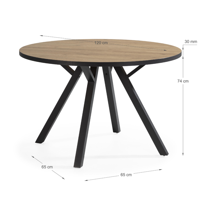Calicosy - Ronde tafel met zwarte metalen poten BENI - H77 cm