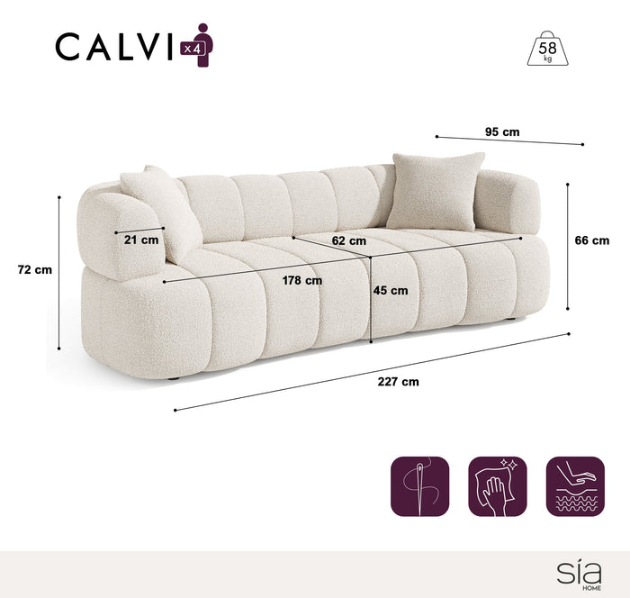 4-zitsbank in kaki bouclette stof