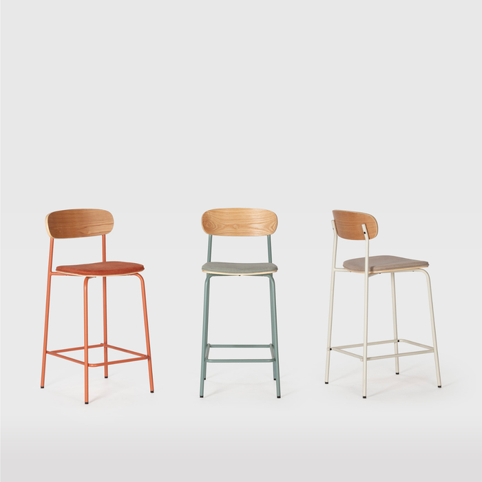 Calicosy - Set 2 barkrukken ADRIANA - H66 cm - Stof - Aquamarijn