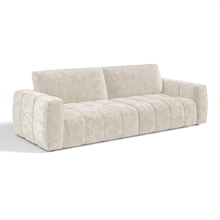 4-zitsbank in crème chenille fluweel