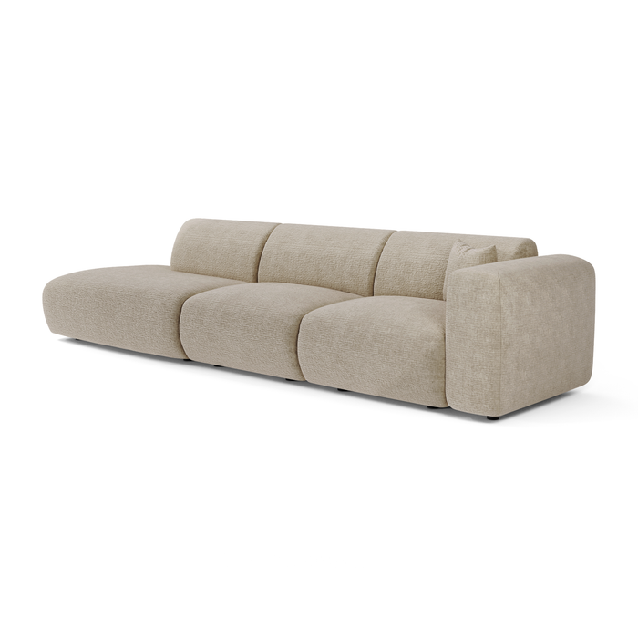 5-zits rechte bank in beige fluweel met patroon, 310 cm