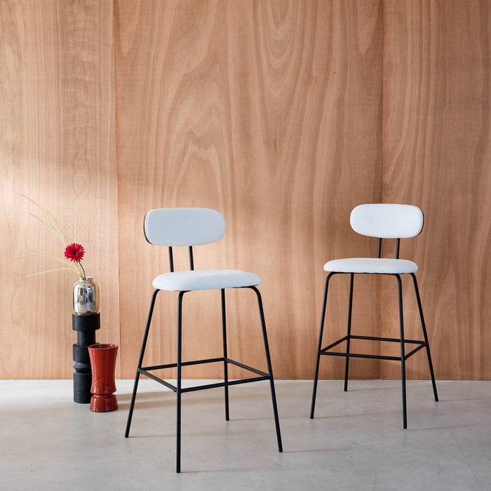 sweeek - Barkruk waterafstotende stof, zwarte metalen poten (set van