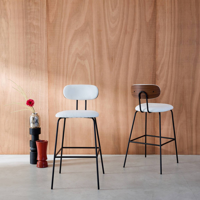 sweeek - Barkruk waterafstotende stof, zwarte metalen poten (set van