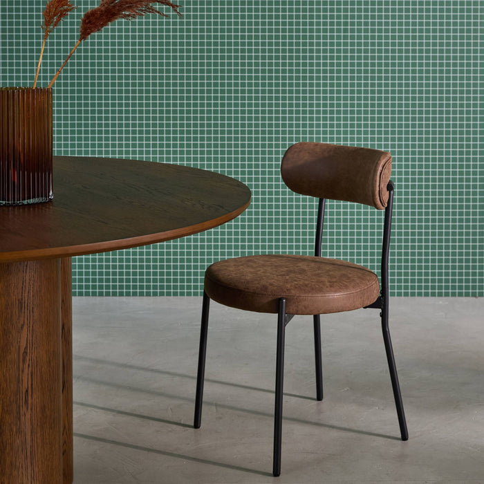 sweeek - Metaal en kunstleer stoel (set van 2)