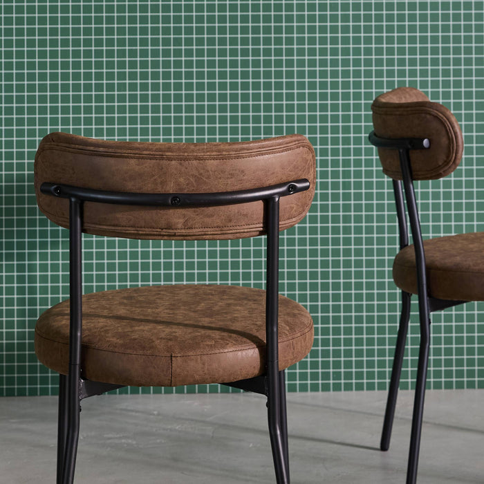 sweeek - Metaal en kunstleer stoel (set van 2)