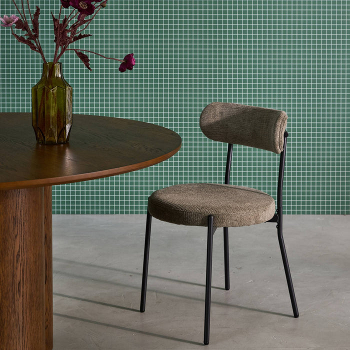 sweeek - Metaal en chenille stof stoel (set van 2)