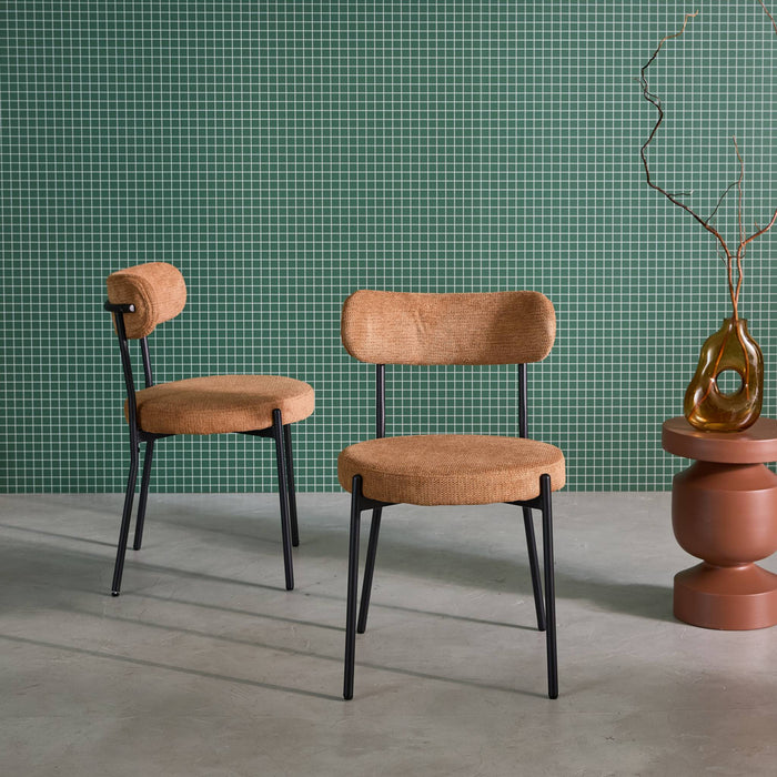 sweeek - Metaal en chenille stof stoel (set van 2)