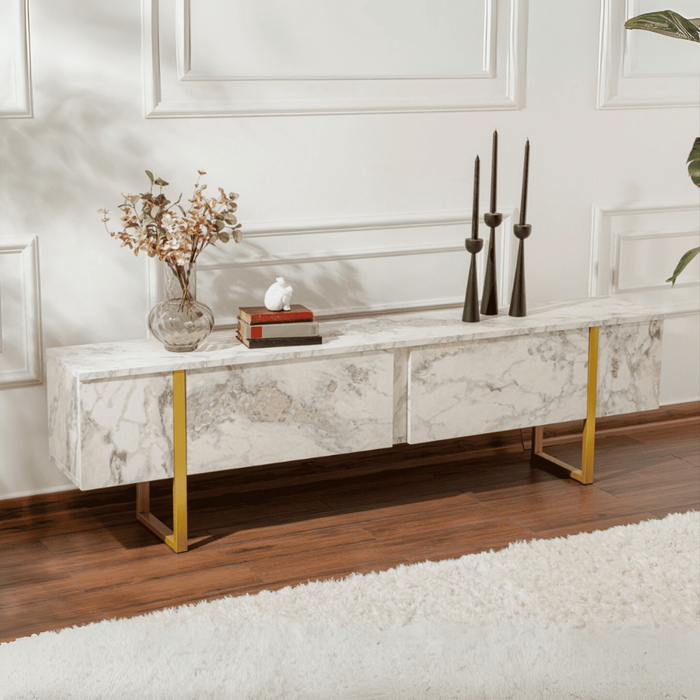 Giga Meubel - Tv-meubel Goud|Marmerlook - 180x30x50cm - Serenity