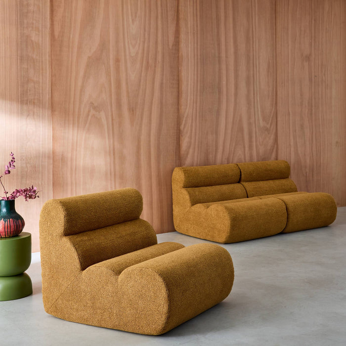 sweeek - Stoffen fauteuils getextureerde bouclé 1 zitplaats (set van