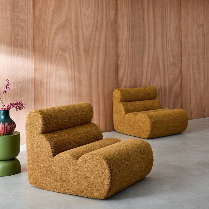 sweeek - Stoffen fauteuils getextureerde bouclé 1 zitplaats (set van