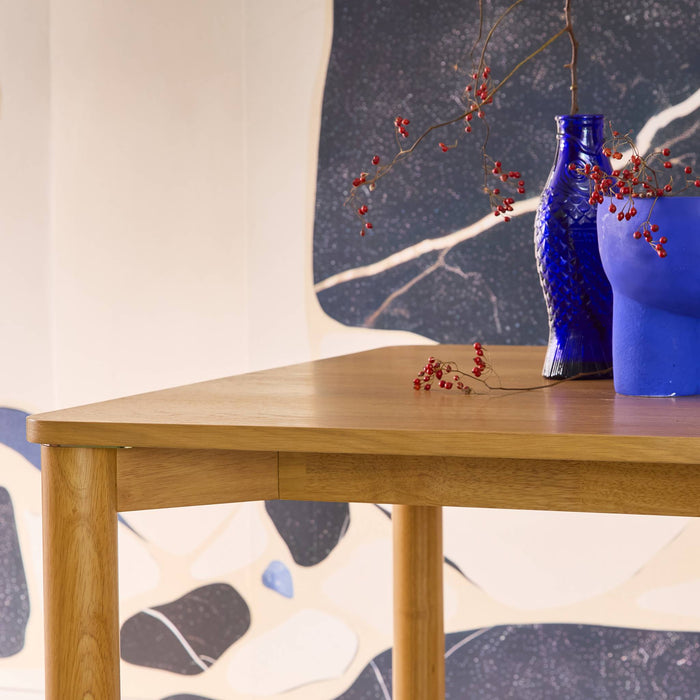 sweeek - Eettafel rubberhout en eikenfineer rechthoekig 6 plaatsen