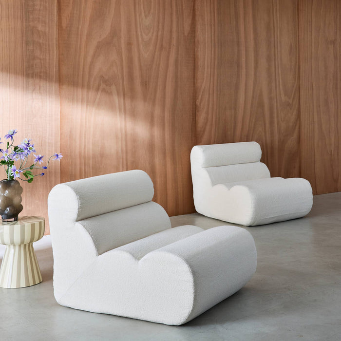 sweeek - Stoffen fauteuils getextureerde bouclé 1 zitplaats (set van